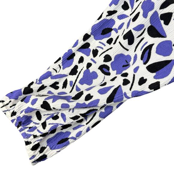 Lane Bryant SZ 20 Top Abstract Long Sleeves Smocked Waist Round Neck Crinkle - Picture 6 of 9